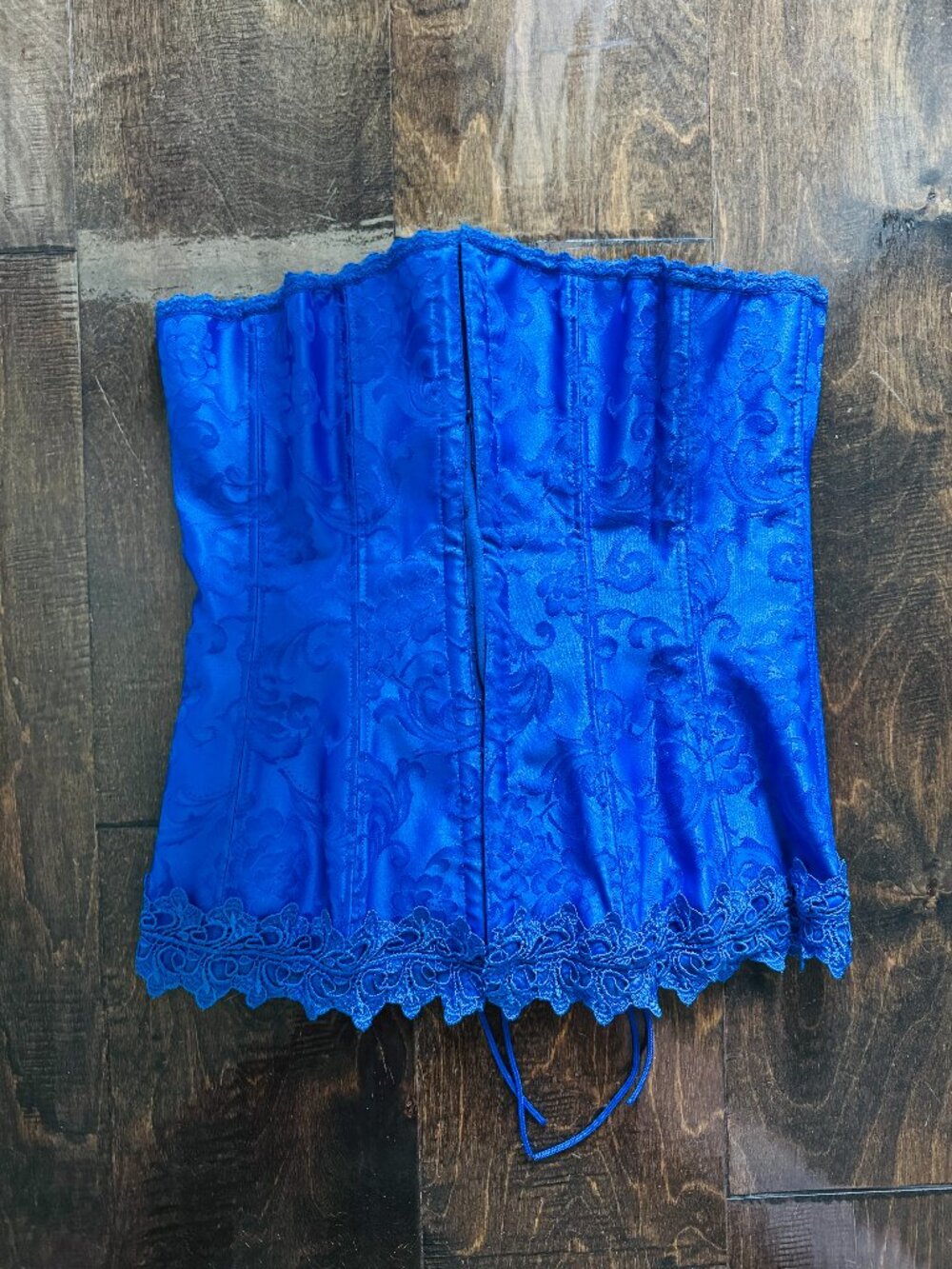 Frederick's of Hollywood Royal Blue Corset Womens 34 Style 7000 Filigree Embroid